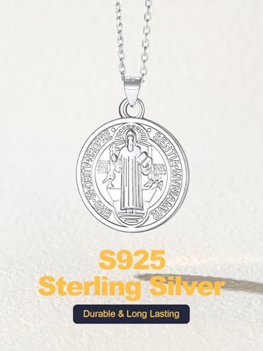 Image of U7 Saint Michael Necklace for Men,Stainless Steel /18K Gold Plated St Michael Archangel /Saint Benedict /Saint Christopher Pendant Amulet Necklace for Men Women