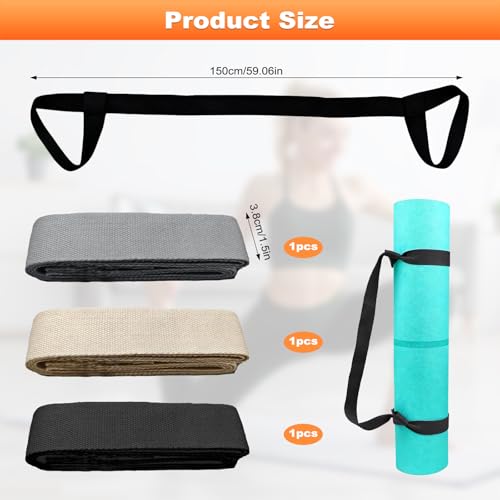 Yoga Mat Strap, 3Pcs Yoga Mat Carrying Strap Sling, Non Slip Exercise Mats Holder Multifunctional Portable Exercise Mats Carry Straps for All Mat Sizes(Black/Gray/White) - Image 3