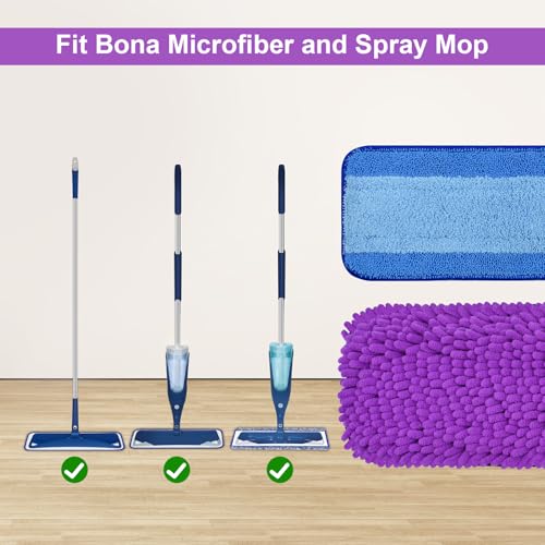 Image of DLAIMI 4 Pack Pet System Microfiber Sweeping Pad for Bona Mops, Microfiber Cleaning Pad for Hardwood Floors Dry Wet Cleaning - Picks Up Pet Hair - Includes 2 Sweeping Pads and 2 Deep Clean Pad