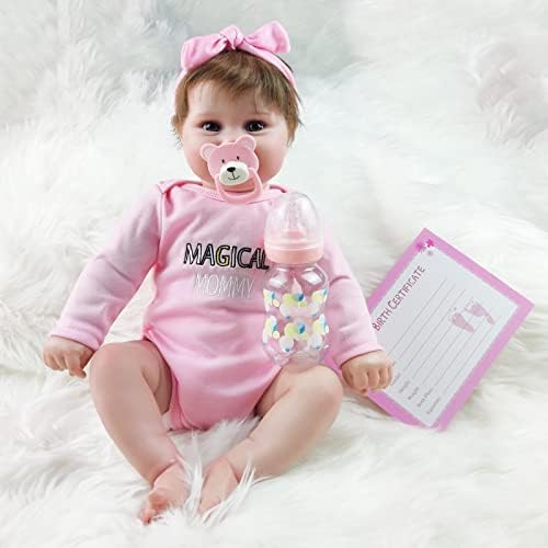 ZCNYCLAM Reborn Baby Girl Dolls, 18" Realistic Newborn Baby Dolls with Soft Vinyl Silicone Full Body for Girls, Lifelike Baby Dolls with Soft Headband for 3+ Aged Kids Women