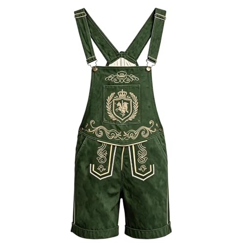 Pantalon en cuir pour homme à bretelles vert foncé idéal pour la fête de la bière Oktoberfest