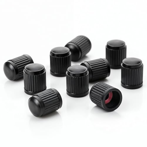 Fernline Tyre Valve Caps – 10 Pack Black Stem Covers with O-Ring Seal, Dustproof and Waterproof Caps for Car, Bike, Motorcycle, SUV and Van Tyres