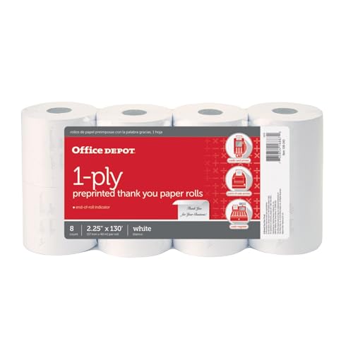 Rollos de papel Office Depot 109345 blancos de 2 1/4" x 160 pies, pack de 8 para tabletas