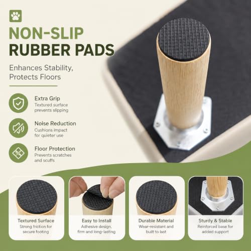 Image of 2-in-1 Foldable Ottoman Dog Ramp for Couch,Convertible Folding Dog Stairs for Couch and Bed,Non-Slip Wooden Pet Stairs for Puppy Senior Injured Dogs