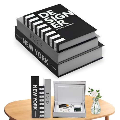 YUJUVI Deko Bücher für Heimdekor 3er Set Deko Buch Aufbewahrungs Box Nesting Buchbox Stapeln Buchattrappe Box Fake Books Dekorative für Home Couchtisch Dekobücher für Büro (3-Teilig Bücher Box H)