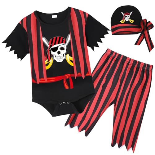 Pezhiqun Baby Pirate Costume Outfit Infant Boy Halloween Costume Newborn Sea Buccaneer Role Play...