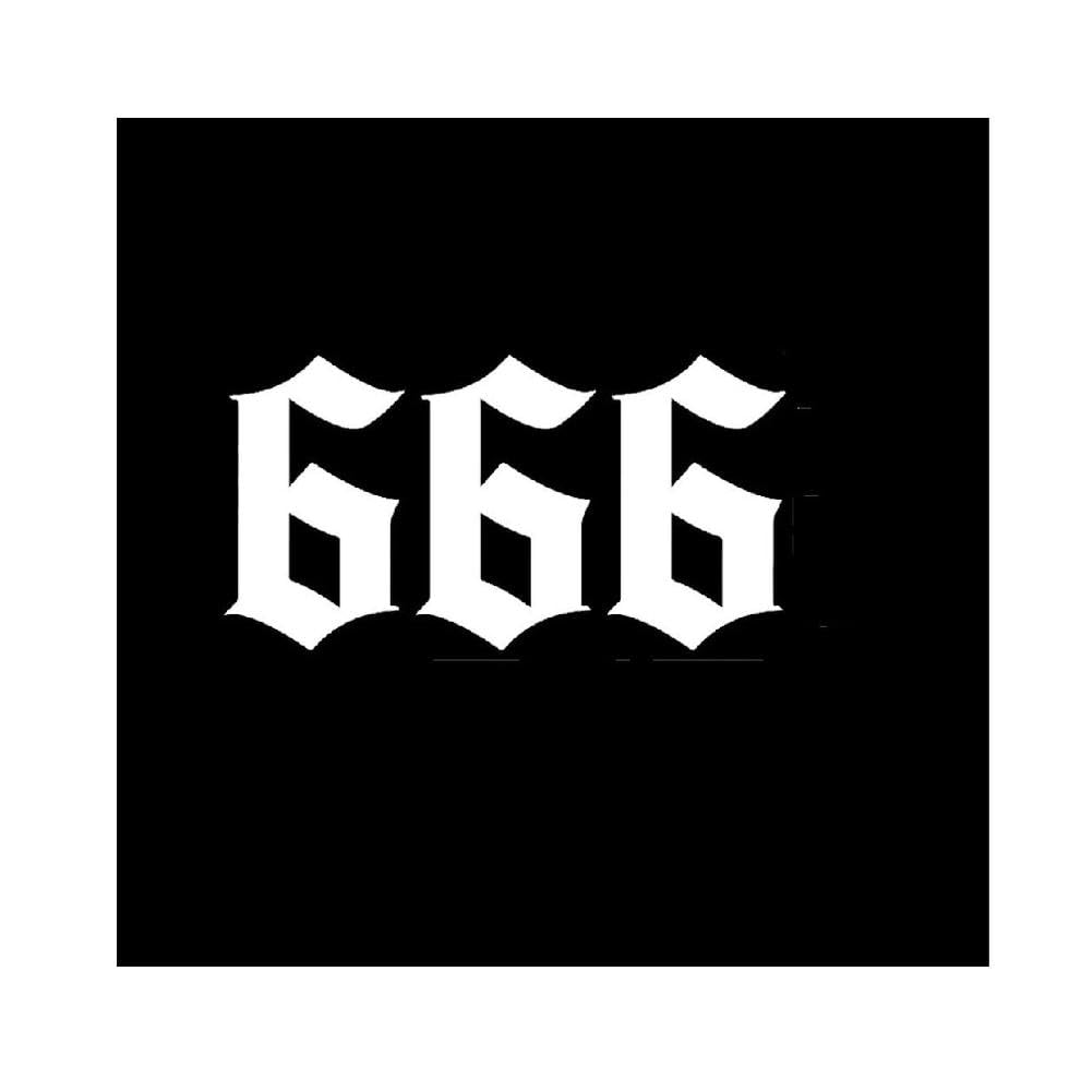 Number 666 Car Stickers Vinyl Decal for Trucks Motorcycles Laptops(White)