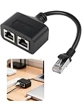Ethernet Splitter 1 to 2 RJ45 LAN Network Splitter Adapter 1 Male to 2 Female Internet Connector High-Speed Network Extender for Ethernet for Cat5, Cat5e, Cat6, Cat7 Cable Home and Office Use, Black