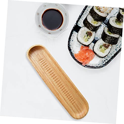 Plato rectangular de sushi de madera estilo japonés Khaki miniatura 7