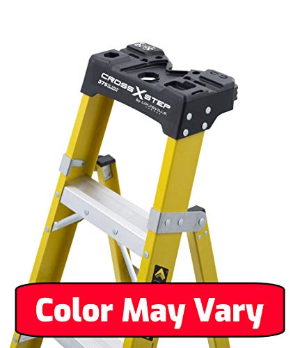 Louisville Ladder 8 ft FXS1408HD 2-in-1 Duty Rating Shelf Fiberglass Cross Step Ladder 375 lb Type IAA, 8', Yellow