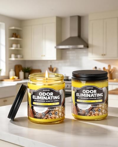 Image of AOOVOO Coconut Pineapple 2 Pack Odor Eliminating Candle - 18 oz Soy Candles