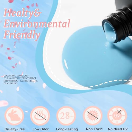 Blue Nail Polish - Sky Blue Nail Varnish - Summer Bright-Coloured Quick Dry Nail Varnish - Long Lasting Chip Resistant Air Dry No Need UV DIY Manicure Nail Art - Image 7