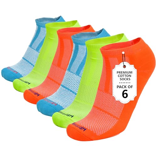 Cotton Mens Low Ankle Athletic Socks Moisture Wicking Running Gym Yoga Workout - 3 & 6 Pairs (6-8/8-10/10-13)