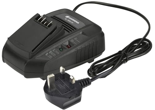 Gardena Quick Charger AL 1830 CV: Suitable for all 18V Power for All system batteries, charging time for 2.5Ah battery is 60 min, with LED status indicator for the battery level, UK plug (14901-28)