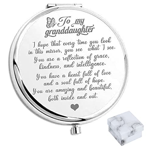 OVNMFH a mi Nieta - você é incrível e bonita - espelho de bolso, espelho de bolso compacto de aço inoxidável, espelho de bolso dobrável presentes de fôlego dos avós (prateado)