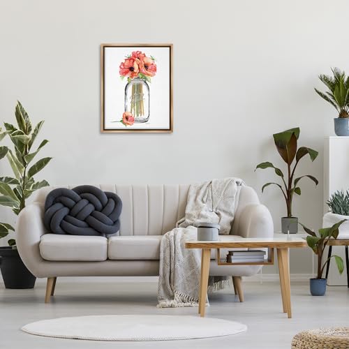 Image of Mason Jar Poppies Floral Still Life, 24 x 30 Inch Canvas in Floater Frame | Stupell Industries . By Amanda Greenwood . Ready to hang once unboxed . Made in USA