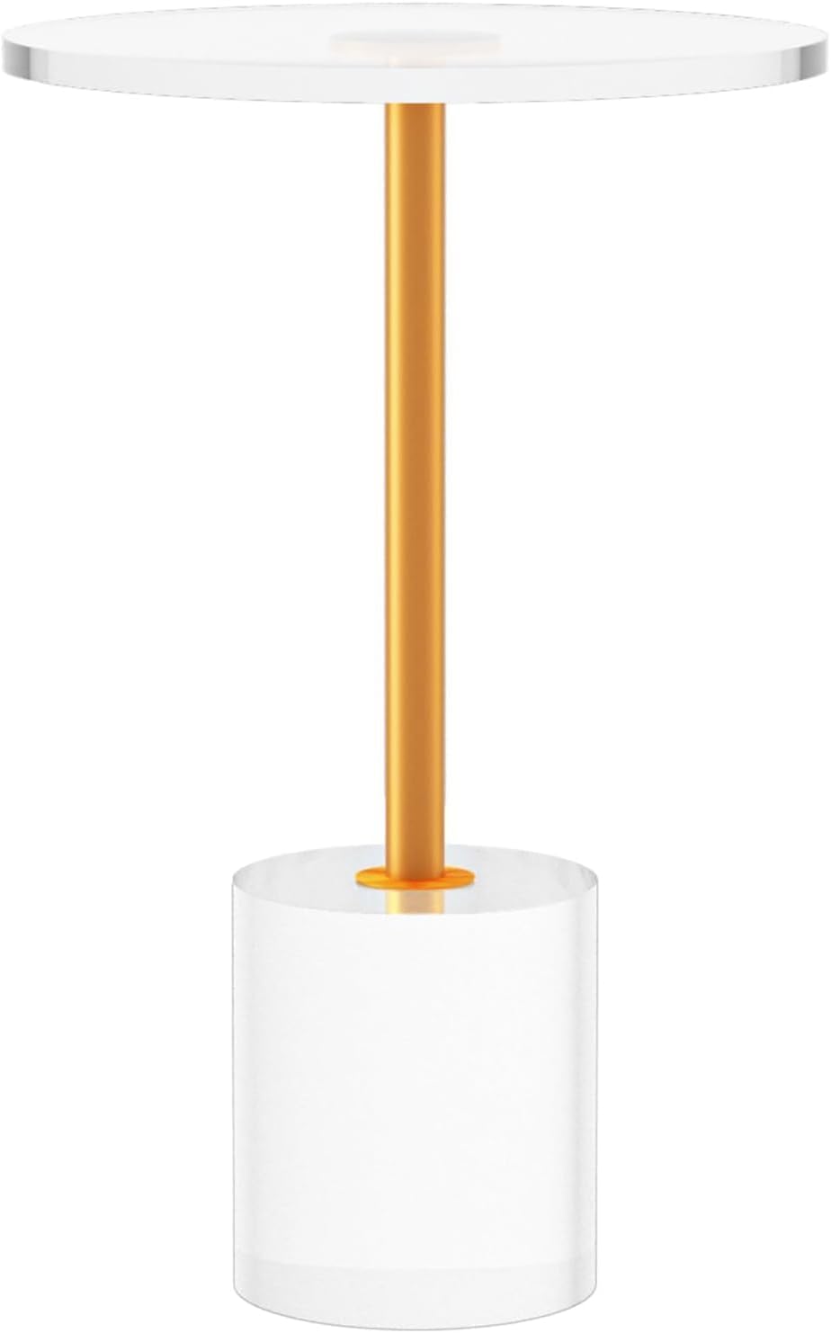 Clear Acrylic Side Table, Round Modern Drink Table, Small End Table, Brushed Brass Metal, Acrylic Furniture for Office, Living Room and Bedroom, 13.8 x 13.8 x 21.8 Inch