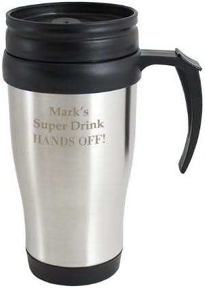 Custom Personalised Stainless Steel Travel Mug Laser Engraved with Your Own Text. Ideal For the Commute, Birthdays.