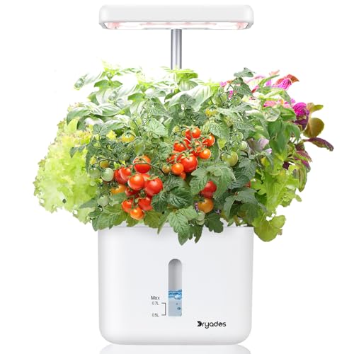 Maceta de jardín para interiores, sistemas de cultivo para plantas de piso, sistema de jardinería inteligente pequeño con luz LED de crecimiento de 17 W, temporizador automático, maceta de riego
