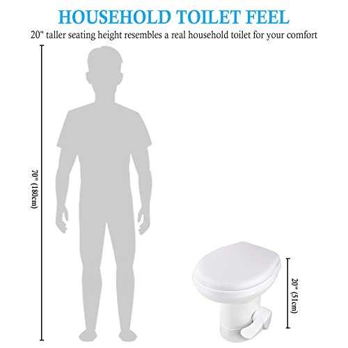 Aw Rv Camper Toilet Gravity Flush Toilet Foot Pedal Flush Hdpe 20" High Profile Motorhome Caravan Travel #TOP2
