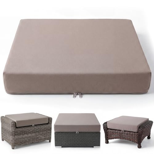 NDECWD Outdoor Ottoman Cushion 23 x 19 4 Thick High-Density Foam Replacement Non-Slip Anti-Move Rubber Dot Base Patio Furniture Footstool Cushion 3-Sided U-Zipper Washable Cover Waterproof