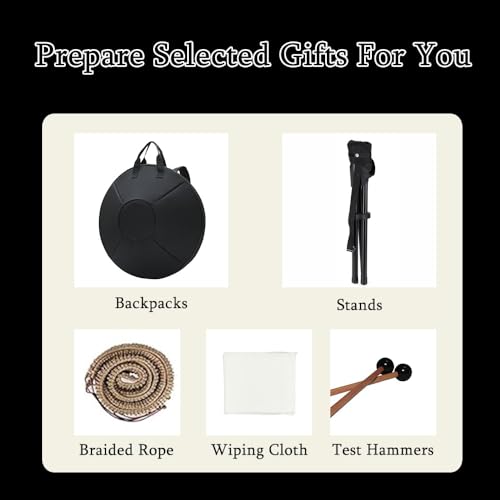 Handpan Drum 9 Notas D Menor 22 Pulgadas Negro miniatura 5