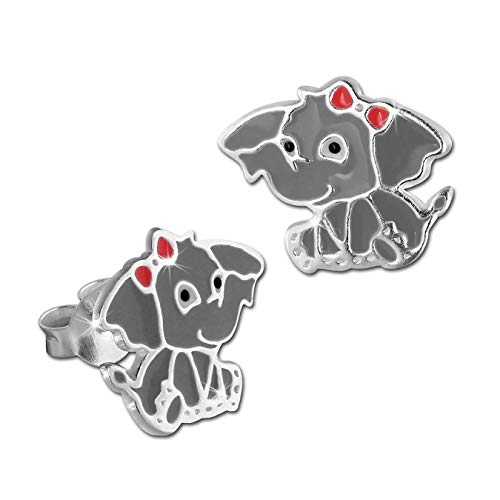 Ohrringe Ohrstecker TW 925 Echt Silber grau rot Elefant für Kinder D2SDO8161K ein schönes Geschenk zu Weihnachten, Geburtstag, Valentinstag für Kinder Cover