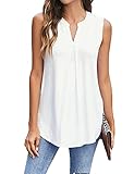Newchoice Womens Tank Tops V Neck Sleeveless Casual Summer Tops Cute Comfy Blouses Shirts Plus Size (White, XXL)