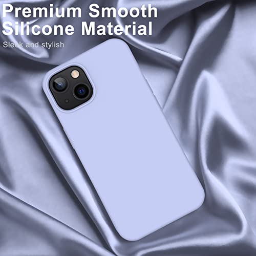 Deenakin Iphone 14 Case With Screen Protector,Soft Smooth Silky Silicone Gel Rubber Bumper Cover For Women Girls,Slim Fit Shockproof Protective Phone Case For Iphone 14 6.1" Lavender Purple #TOP2
