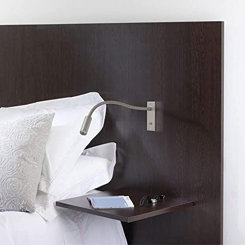 3W 3000K LED Encastré Tête de Lit Liseuse Filaire Flexible Col de Cygne Mur Spots avec Interrupteur - Lampes Murales à Montage Plat Réglables pour