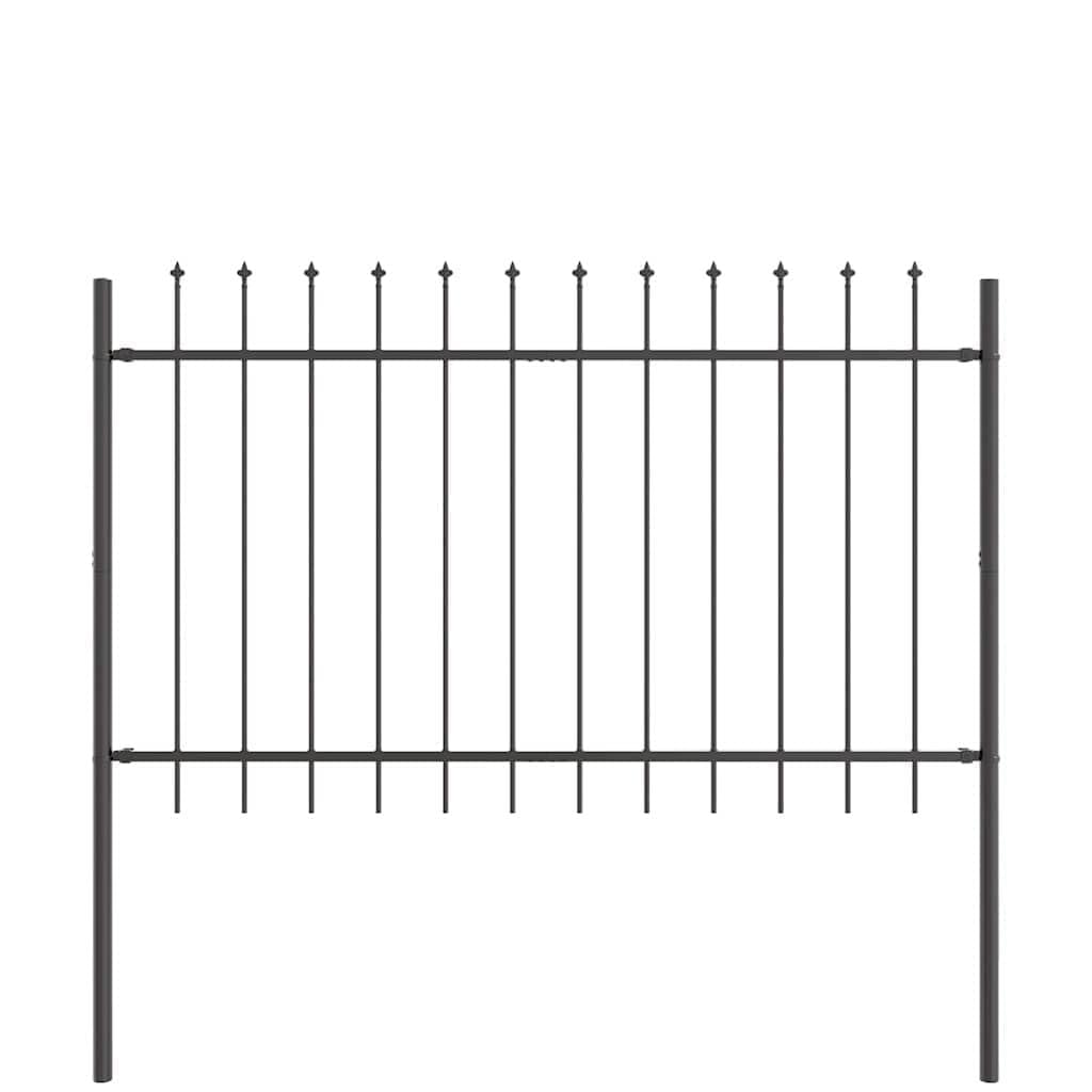 Garden Fence 5 Pcs Grey 8.5 x 0.8 m Powder-Coated Steel Outdoor Boundary Panel Secured Privacy Barrier for Garden Terrace Decorative Landscape