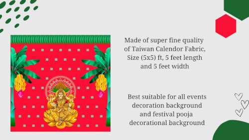 Image of Varamahalakshmi Vratham Festival Backdrop 5x5 Feet | Pooja Backdrop Decoration Cloth | laxmi Devi Pooja backdrops Cloths