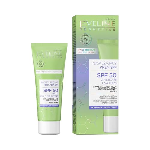 Eveline Cosmetics Face Therapy Professional Crema hidratante SPF 50 - Protección solar avanzada, hidratación y antiedad