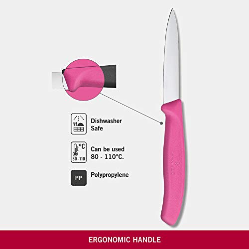 Image of Victorinox Swiss Made Stainless Steel Swiss Classic Paring Knife, Straight Edge, Kitchen Tool, Kitchen Item, 8 cm, Pink, 6.7606.L115