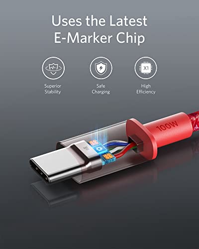 Anker USB C to USB C Cable, 100W Fast Charging Cable (2-Pack, 6 ft, Red) | For iPhone 17 Series, MacBook Pro 2020, Pixel, and More (Not for Video Output)