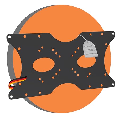 PureMounts Vesa Adapter, Adapterplatte Universal 50x50 bis 400x200 mm, Für Monitor, TV, Fernseher, Bildschirm, Halterung, Wandhalterung, Schwarz