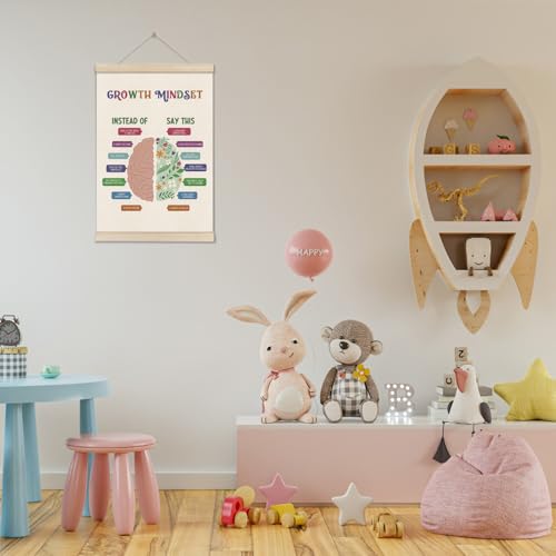Image of Motivational Wall Decor Gifts, Growth Mindset Posters Hanger Frame 16x12 Inch, Educational Posters for Classroom, Therapy Office Wall Art, Playroom Decor, Teacher Appreciation Gift