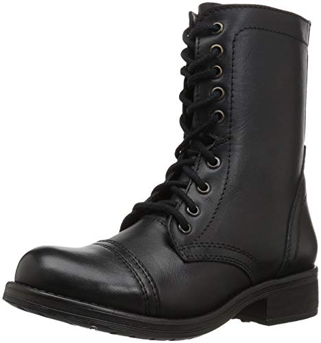 Steve Madden Women's Troopa 2.0 Combat Boot, Black Leather, 7.5 M US