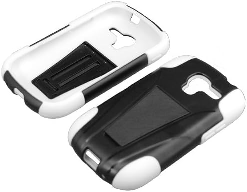 Eagle Cell Hybrid Y Case with Kickstand for Samsung Galaxy Exhibit/T599 - Retail Packaging - White/Black