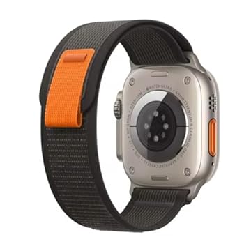 Pulseira Nylon e Elastano Loop Trilha Para Apple Watch Ultra 1 49mm e Apple Watch Ultra 2 49mm (Preto/Cinza/Laranja)