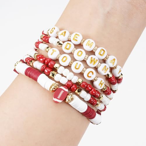 Game Day Beaded Bracelets for Women Football Sports Stackable Bracelets2