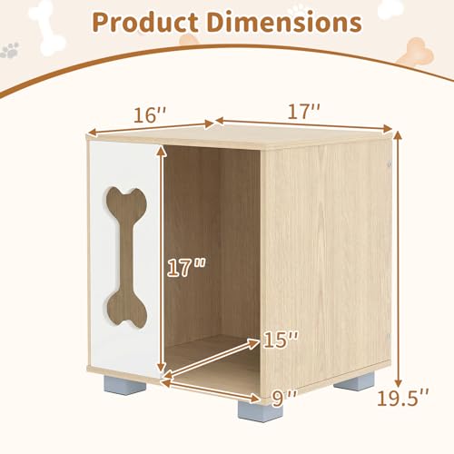 PETSITE Wooden Dog House for Small Sized Dogs, Indoor Dog Cage Nightstand Side End Table with Anti-Slip Robust Metal Legs and Spacious Tabletop, 17 x 16 x 19.5 Inches - Thumbnail 4