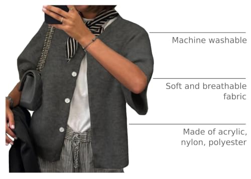 Image of Women Knitted Crop Cardigan Shirt Short Sleeve Button Down Ribbed Knit Crop Top Y2k Girls Outwear Top Tee Shirt