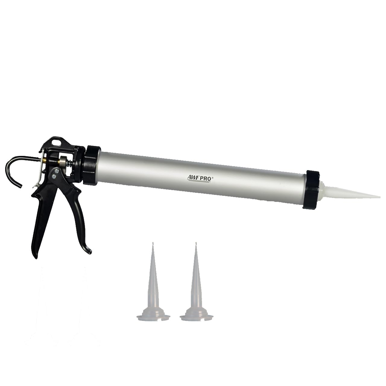 AWF PRO Sausage Caulking Gun, 20 oz Foil Pack and 10 oz Cartridge Convertible, 18:1 Thrust Ratio, Aluminum Barrel, Includes 3 Tips