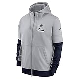Dallas Cowboys Nike Herren Lockup Therma Full Zip Hoodie, Herren, Nike Lockup Therma Full Zip Hoodie, Grau/Marineblau, Small