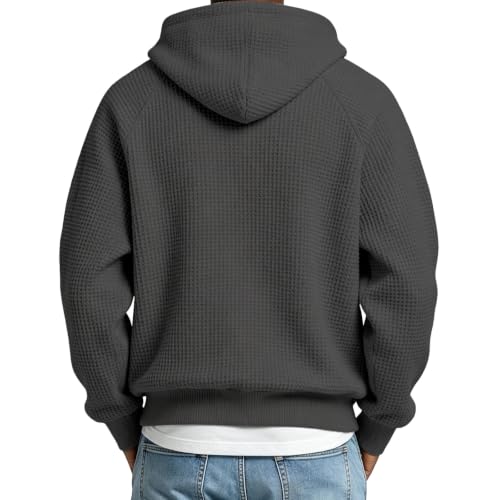 Mens Quarter Zip,Waffle Knit Long Sleeve Men Comfort Quarter Zip V Neck Sweatshirt 2026 Trendy Casual Loose Fit Golf Henley Hoodies,Black,L - image 5
