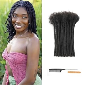 Full Handmade Dreadlock Extensions Human Hair ，Locs Extensions Real Human Hair, Natural Black for Women Men Kids (#1B, 0.8cm 4Inch/30 locs)