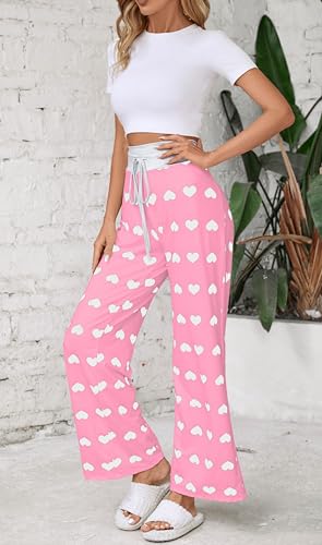 Image of Women Pajama Pants Comfy Lounge Wide Leg Casual Stretch Palazzo Drawstring Pj Bottoms Pants S-3XL