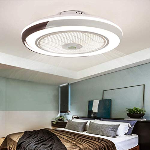 Ventilador De Techo 60W LED Lámpara Creative Regulable Bajo Ruido Invisible Lámpara Luz De Techo Del Ventilador Bajo Ruido Adecuado Para Sala De Estar Dormitorio Habitación Infantil Invisible,Marrón Cover