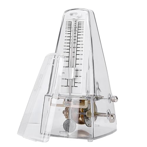 Agrdeed Metrónomo mecánico universal con campana, metrónomo transparente de alta precisión mecánico, sonido fuerte, ritmo de pista de alta precisión y ritmo para piano, ukelele, violín y cromático